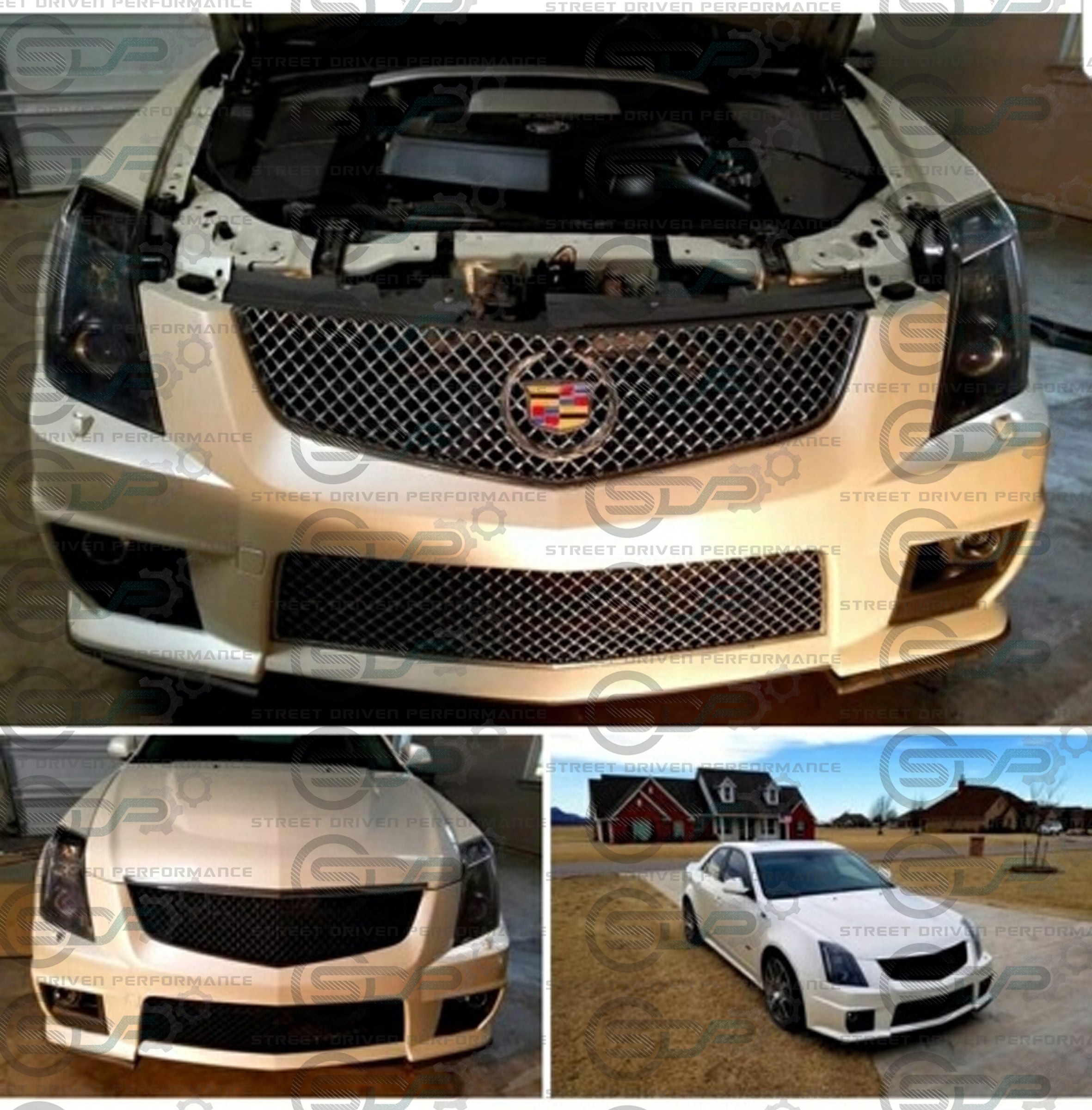 2009-2015 CTS-V V2 -  Black front grilles set (blank no emblem)