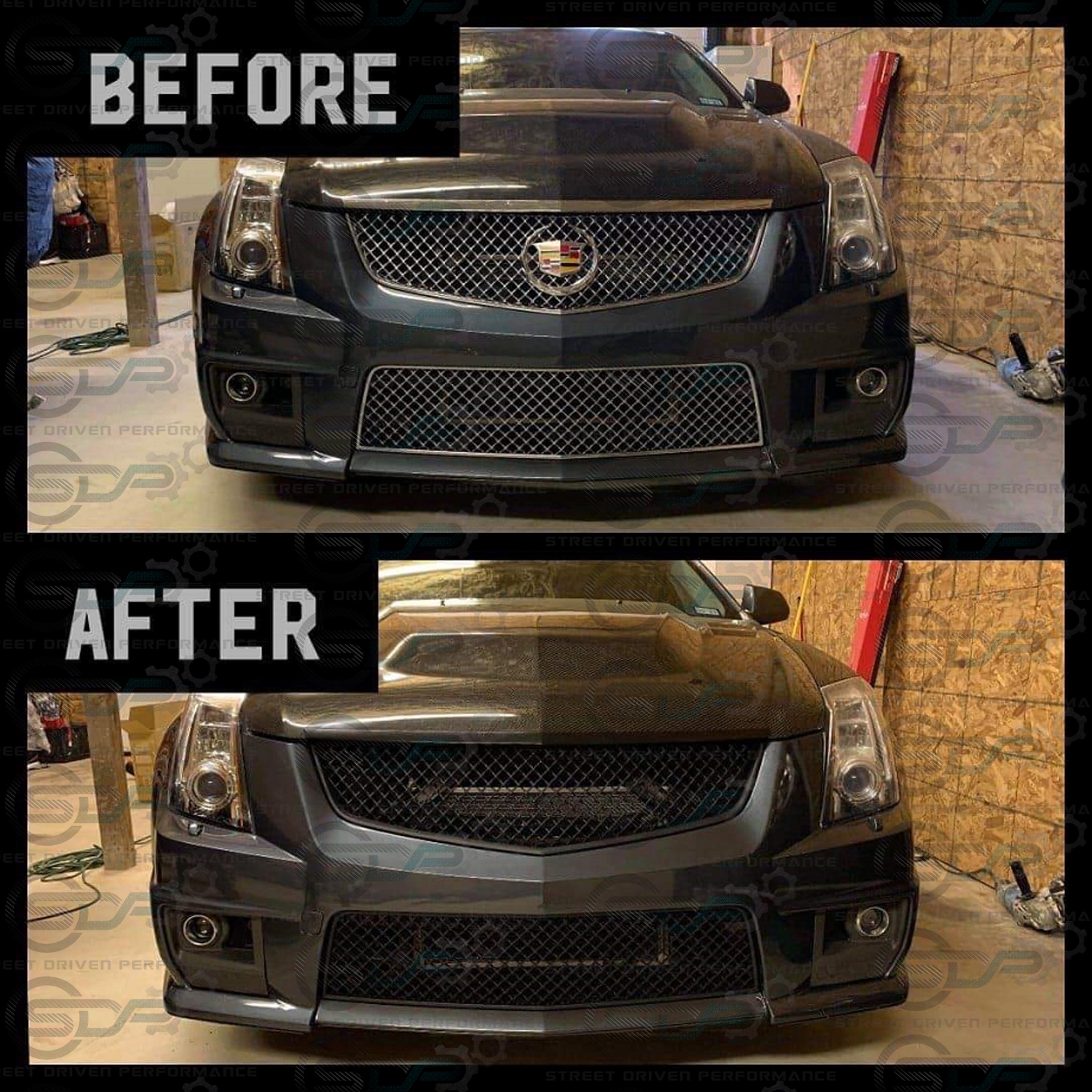 2009-2015 CTS-V V2 -  Black front grilles set (blank no emblem)