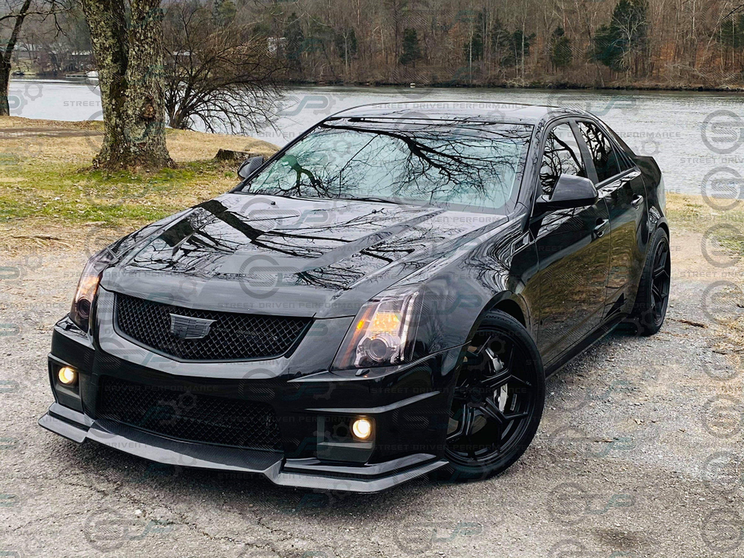 2009-2015 CTS-V V2 -  Black front grilles set (blank no emblem)