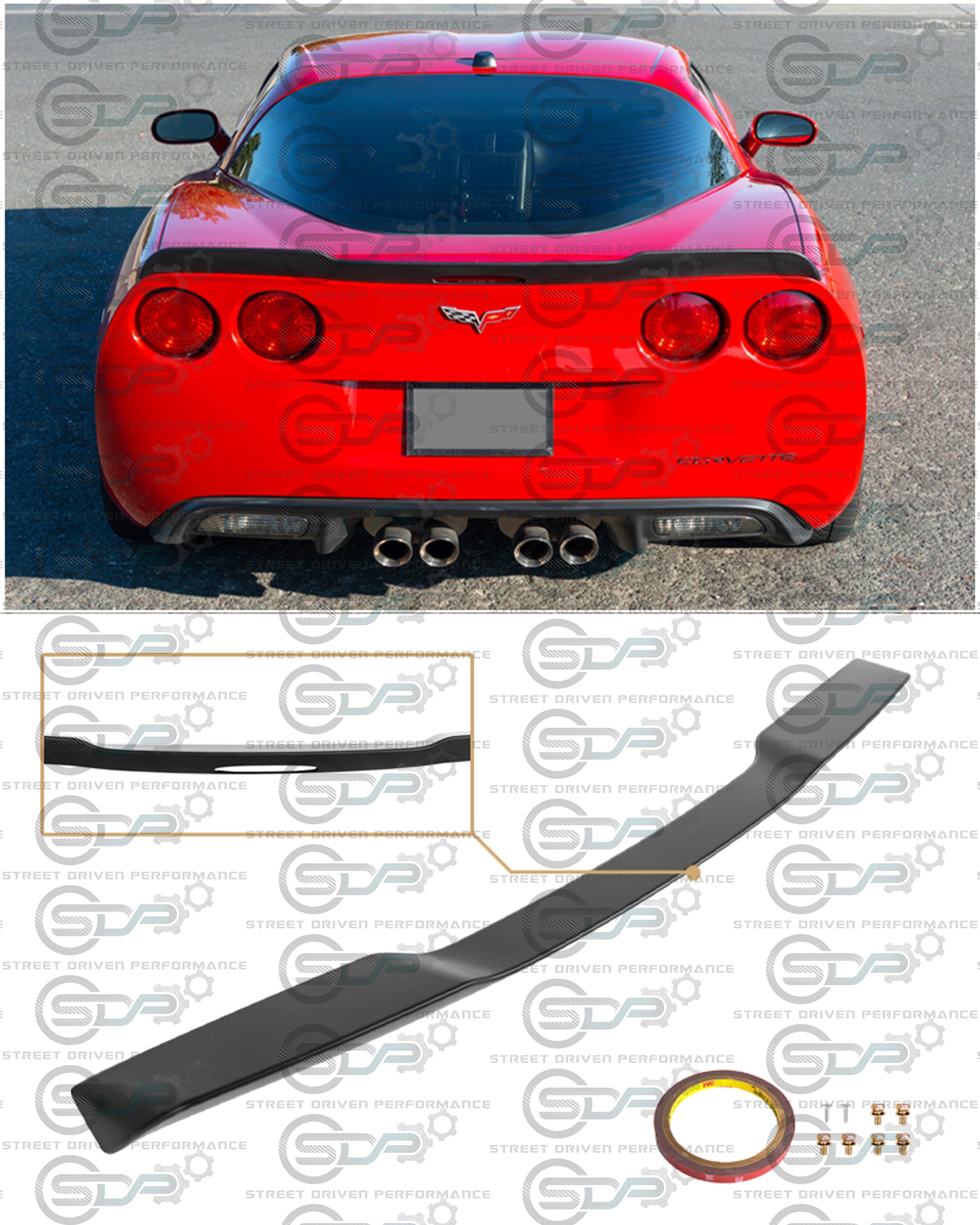2005-2013 C6 Corvette - Extended ZR1 Style Rear Trunk Lid Spoiler Wing - for all models