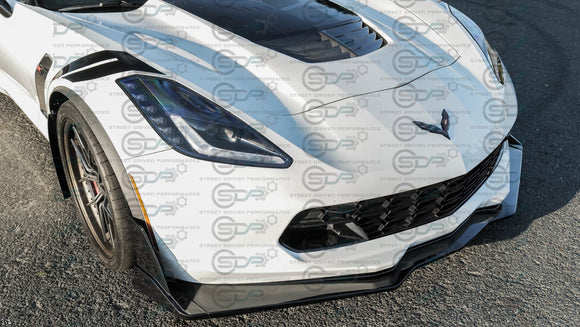 2014-2019 C7 Corvette - Stage 3.5 Aero - Carbon Flash Extended Front Lip Splitter / Ground Effects