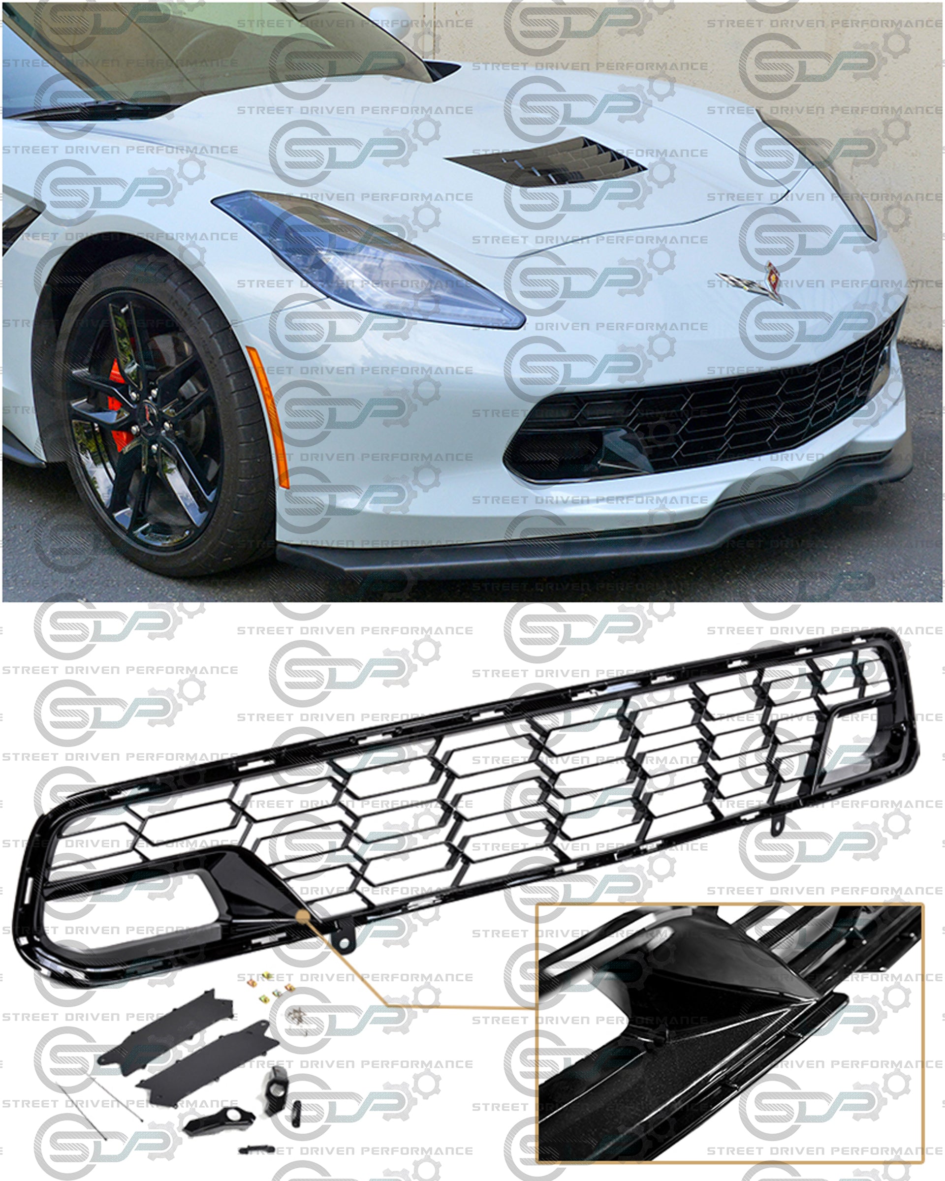 2014-2019 C7 Corvette - Carbon Flash "Z06 / Grand Sport Style" Front Grille Replacement