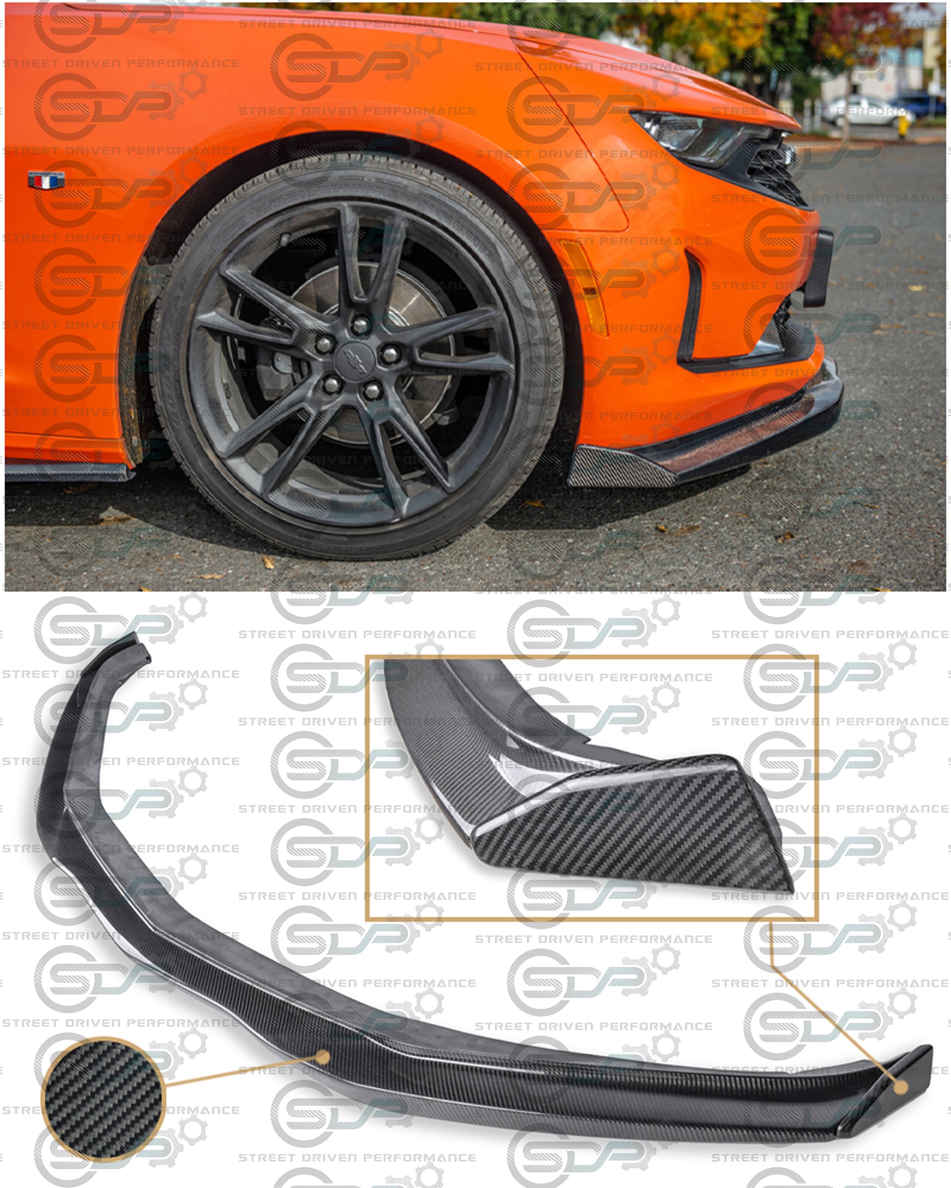 2019+ 6th Gen Camaro - "T6 Performance Package" Carbon Fiber Front Splitter / Lip with Side Extensions Ground Effects - for all SS / LT / LS / RS models