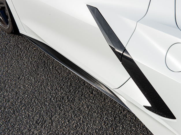 2020+ Corvette C8 SDP Z51 GLOSSY BLACK *ADD-ON* Side Skirts Rocker Panel Pair